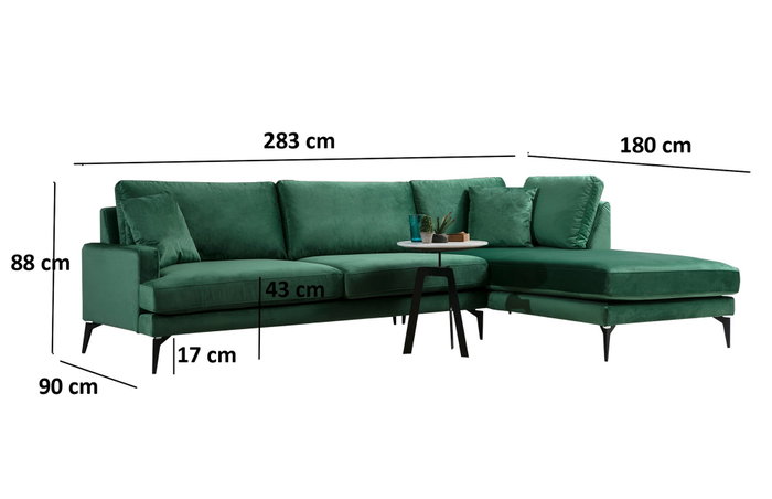 Atelier Del Sofa Papira Corner (L3+CHL) Sofá Esquinero Verde 283x180x90cm